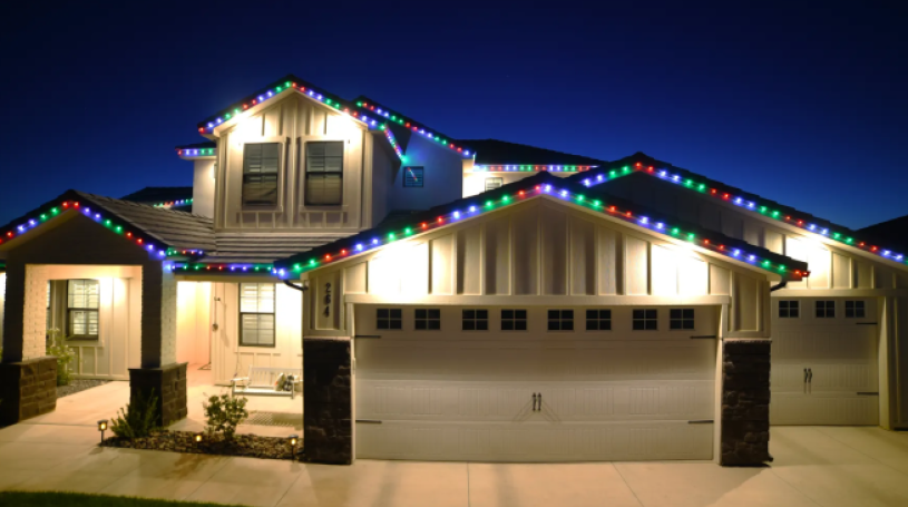 Home with Permanent Holiday Lighting